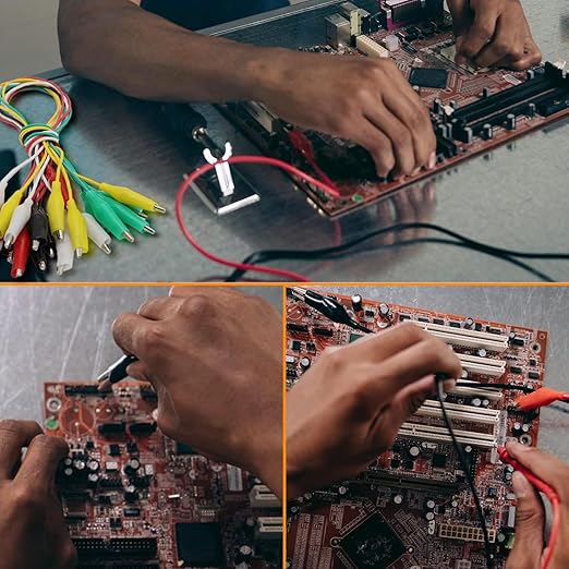 30PCS Premium Alligator Clips Electrical, 5 Colors Test Leads Cable with Crocodile Clips, Dual Ended Jumper Wires with Power Test Probe for Electric Welding Testing Experiments, Circuit Connection