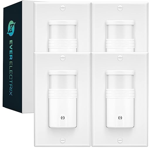 EverElectrix 4 Pack Motion Sensor Light Switch, Indoor Occupancy & Vacancy Sensor with Neutral Wire Required, Single Pole only, Adjustable Timer & Sensitivity, Title 24 Compliant, UL Certified, White