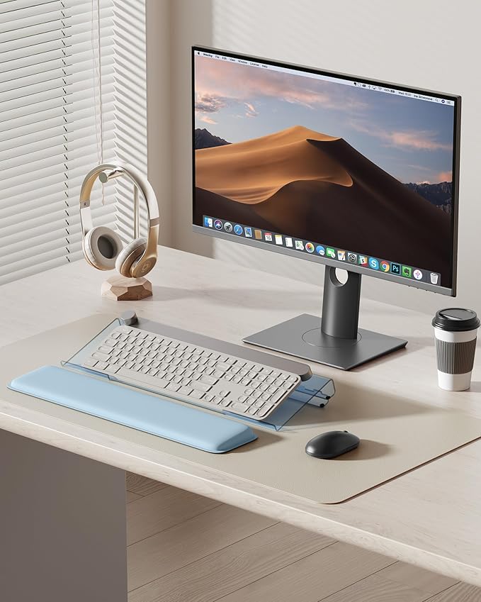 Laborio Computer Keyboard Stand for Desktop, Ergonomic Keyboard Wrist Rest 2-Level Height Adjustment, Non-Slip Key Board Riser Pad for Office, Gaming, and Home Desks
