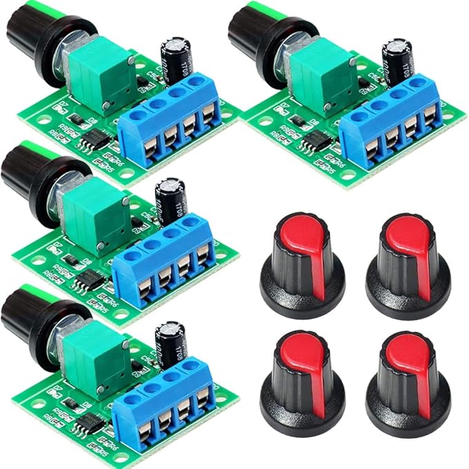 Gebildet 4pcs PWM Low Voltage Motor Speed Controller DC 1.8V/3V/5V/6V/12V 2A 1803BK 1803B Adjustable Driver Switch with Speed Control Knob