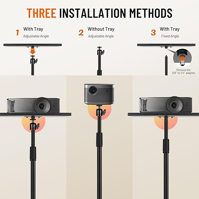 CAHAYA Projector Tripod Adjustable Height: 35.4to 51.2In Foldable Heavy Duty 360 Rotatable Multiple Uses Stand for Studio, Outdoor, Movie, Stage, Home