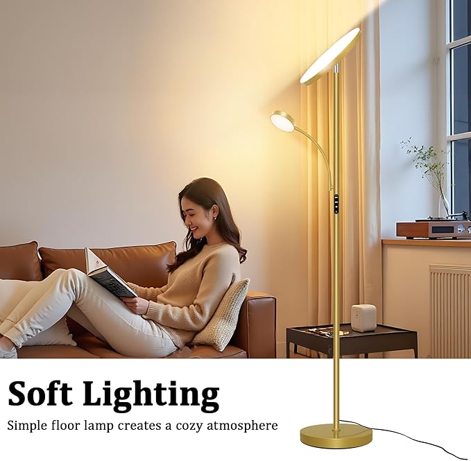 Aulaiyi Floor Lamps for Living Room,42W/4200LM Bright Floor Lamp,2-in-1 Dimmable Standing Lamp with Reading Light,69'' Tall Lamp with Remote & Touch Control, Modern Floor Lamp for Bedroom,Office