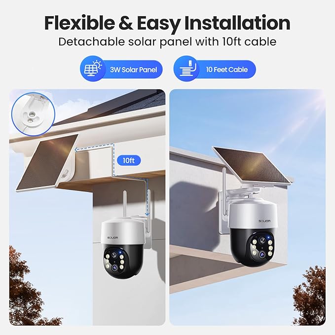 SOLIOM Security Cameras Wireless Outdoor,8MP Ultra HD for Day and Night, No Subscription,Built in Radar,Solar Powered Cameras for Home Security, 360° Pan Tilt Auto Tracking,5G & 2.4G WiFi, 2-Cam Kit