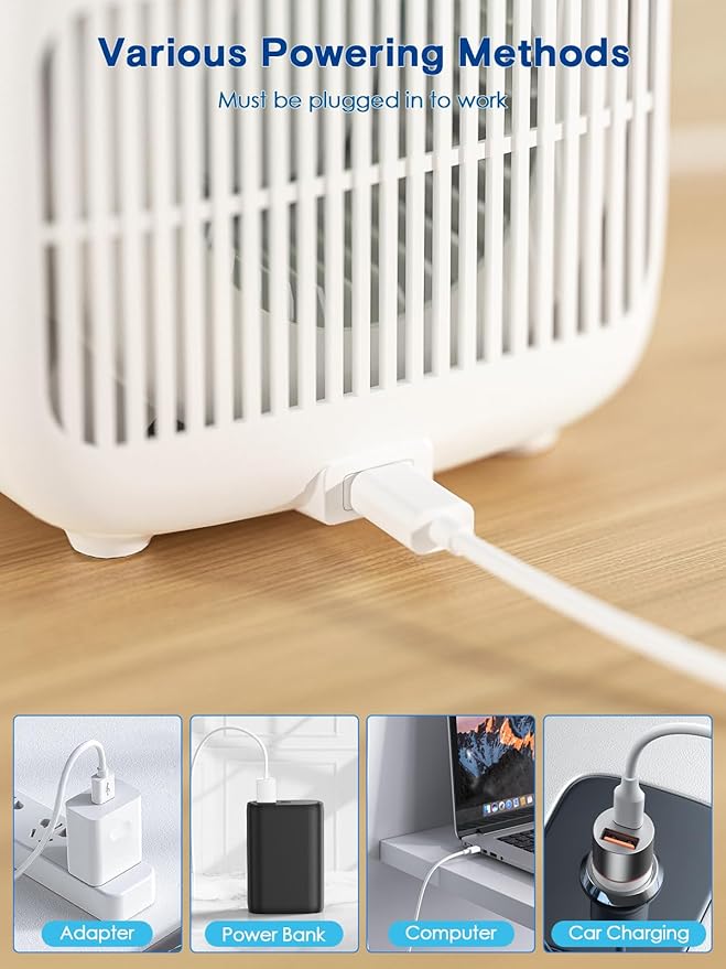 let'me Desk Fan, Portable Bladeless Fan 11.8 inch Small Personal Cooling Fan with 5 Colors Touch Control LED Light, Quiet Table Fan for Office, Home, Bedroom