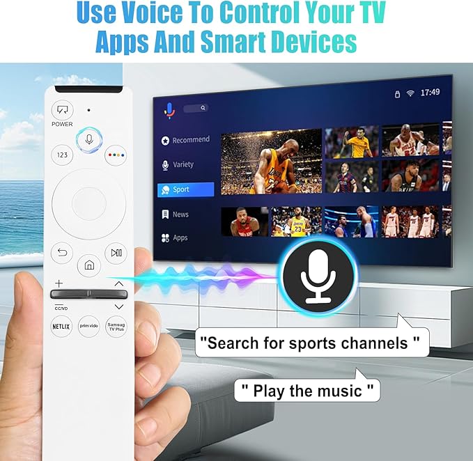 Voice Remote for Samsung Smart TV Remote Control Replacement, Universal for Samsung Remote Control (BN59-01330H / RMCSPR1AP1) for Frame Crystal UHD QLED QLED QN Smart TVs