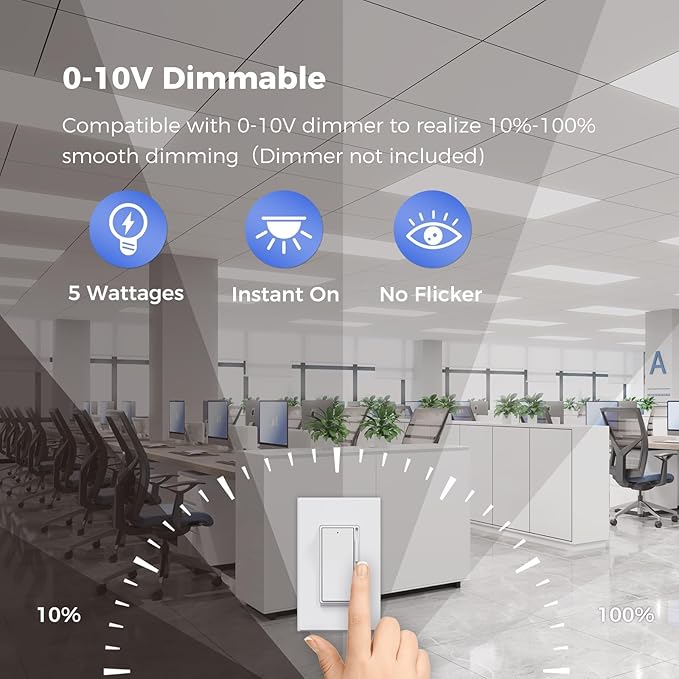 Aphyni 24 Pack 2x4 LED Flat Panel Light, Bright 9100LM Flush Mount Office Kitchen Ceiling Light Fixtures,Dimmable,Selectable 5 CCT 3000K/4000K/5000K/5700K/6500K, 5 Wattages 30W/40W/50W/60W/70W