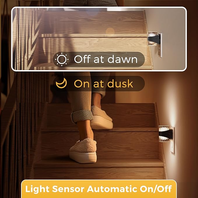 L LOHAS LED Night Light, Modern Night Lights Plug into Wall, 3000K/4000k/5000K Adjustable Color Temperature Night Light,Dimmable Nightlights with Dusk to Dawn Sensor for Rooms Bathroom Hallway