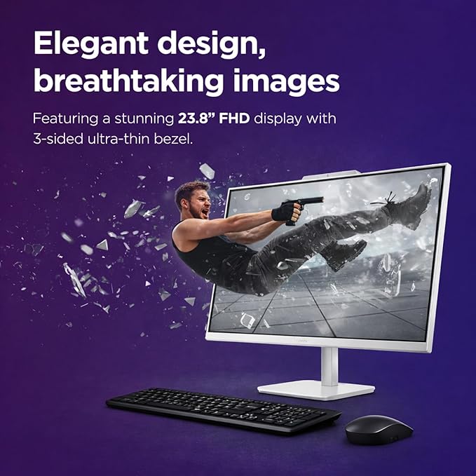 Lenovo 24" FHD All-in-One Desktop Computer - 32GB RAM - 1TB SSD - Intel 13th 8 Cores i3 CPU (Beat 11th i5) - Keyboard and Mouse - Windows 11 - Lifetime Office 365 for The Web