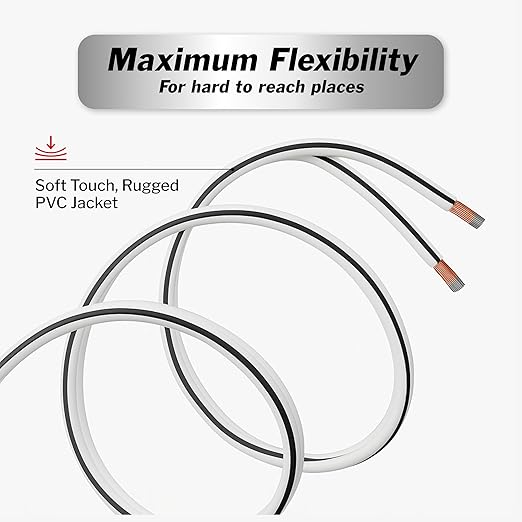 InstallGear 14 Gauge AWG Speaker Wire Cable - White (500ft) - Outdoor, Automotive, Marine