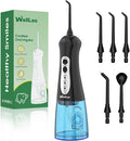 WellLeo Water Flossers for Teeth, Portable Oral Irrigator Rechargeable Water Dental Flosser Pick with High Pressure 5 Jet Tips, IPX7 Travel Water Flossing for Brace Teeth Cleaner Gum Care