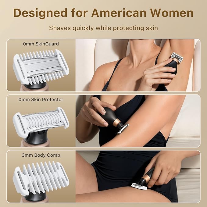 Trimcoo 2026 New Bikini Trimmer for Women - Small But Powerful Electric Razors, Intimate Pubic Hair/Lady Facial Painless Removal, USB-C Cordless Body Shaver for Trip, Replaceable Wet/Dry Blade, Black