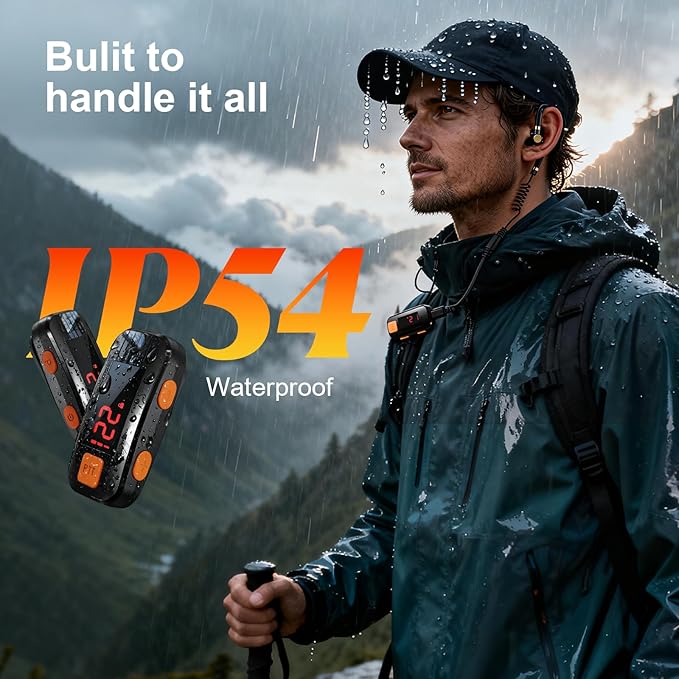 2 Pack Mini Walkie Talkies, Waterproof Small Walkie Talkies Two Way Radio with Earpieces for Outdoor, Restaurants, Hiking, Baseball, Hospital, Tourism, Adults