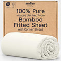 Bambaw 100% Viscose Derived from Bamboo Sheets Twin Size, Cooling Fitted Sheet Only, Twin Size Fitted Sheets Only, 15’’ Deep Pocket Cream Fitted Sheet with Straps, Twin Bed Fitted Sheet Only (Ivory)
