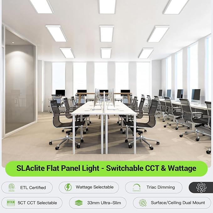 1x4 Led Flat Panel Light, 4-Pack Surface Mount Ceiling Light, 24W/30W/40W, 5200LM Smooth Triac Dimming(10-100%) 5CCT 3000K-6000K, LED Light Fixture for Kitchen Office Garage, White ETL Listed
