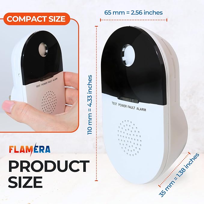 Plug-in Carbon Monoxide Detector – UL 2034 Certified with Loud Audible and Visual Alarm at 300 PPM – Continuous Low-Level CO Detection, Durable Design – Perfect for Homes, Kitchens, RVs, and Travel