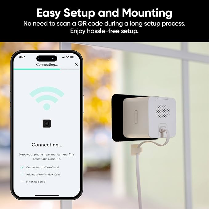 Wyze Window Camera, WiFi Indoor HD Home Security Camera, Upgraded Color Night Vision, Anti-Glare, AI-Powered Motion Detection, Easy & Quick Setup, 24/7 Recording, Works w/Alexa & Google