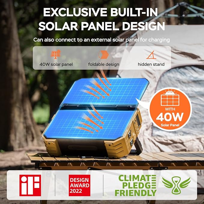 BLAVOR Portable Power Station 1600W (Peak 3200W), Built-in Solar Panel, 1024Wh LiFePO4 Battery, 100W USB-C Fast Charge, Solar Generator for Home Backup, Camping, Power Outages & RV