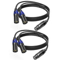 LanSenSu XLR Female to 2 XLR Male Patch Y Cable Balanced Microphone Splitter Cord Audio Adaptor (3.3ft-2pack)