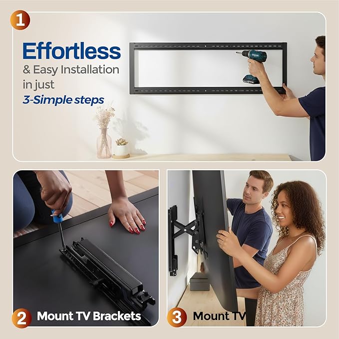 ynVISION.DESIGN Tilt TV Wall Mount for Large TVs 55-105 in | Tilt & Swivel | Pulls Out 7in for Easy Access | Max VESA 1000x600 mm & 176 lbs | Designed to hit 3 Studs | Anti-Theft & Slides to Center