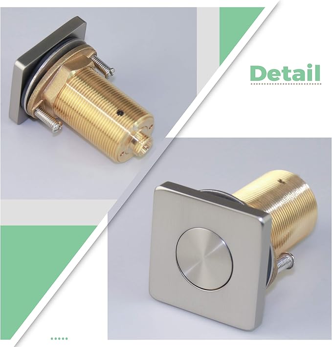 KANARY ALL Brass Square Air Switch Button for Sink Top Counter Top Garbage Disposal Part (Brushed Nickel)