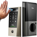 TCL D2 Pro Smart Lock with Palm Vein Recognition, 10000mAh Rechargeable Battery & Wi-Fi, Keyless Entry Door Lock, IP55 Weatherproof, Built-in Doorbell, Auto Lock, Brushed Nickel