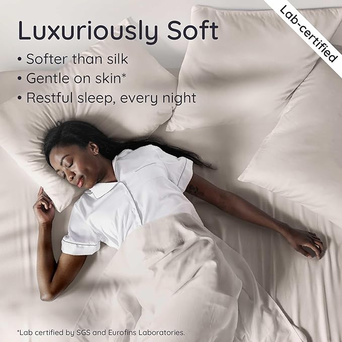 Bambaw 100% Viscose Derived from Bamboo Fitted Sheet King Size, Cooling King Sized Fitted Sheet with Corner Straps, Soft & Breathable (Sand)