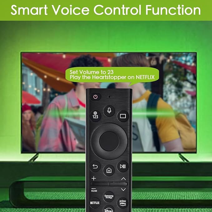 Voice Remote Replacent Control Compatible with Samsung Smart TVs for 2019-2025 Crystal UHD QLED Frame NEO Models (BN59-1385A)