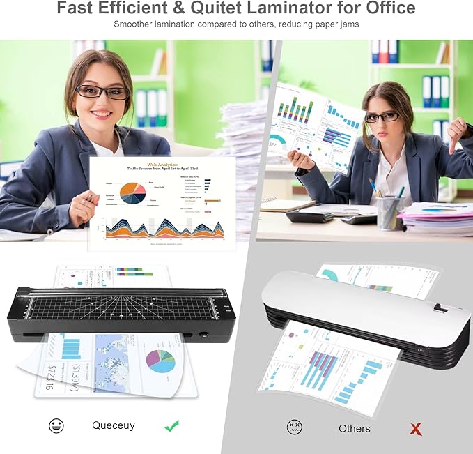Laminator Machine 9-inch Includes 10pcs ，Laminating Sheets with Corner Rounder，Quick Warm-up， Ideal for Teachers Home Office Portable Lamination Machine