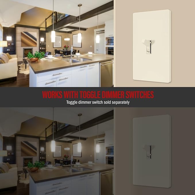 ENERLITES Screwless Toggle Switch Wall Plate, Child Safe Light Switch Cover, Standard Size 1-Gang 4.68" x 2.93", Unbreakable Polycarbonate Thermoplastic, UL Listed, SI8811-LA, Glossy, Light Almond