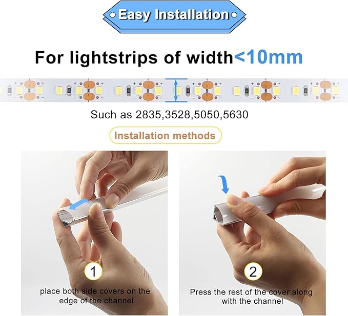 VST 6Pack 1 ft LED Aluminum Channel with Milky White Cover V Shape 16x16mm, Led Strip Light Track with End Caps and Mounting Clips Accessories for Living Room, Kitchen