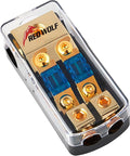 RED WOLF 2 Way Mini ANL Fuse Holder 60A 0/2/4 Gauge Input 4/8 Gauge Output Fuse Distribution Block for Car Boat Trolling Motor Marine Audio Amplifier Stereo Video System