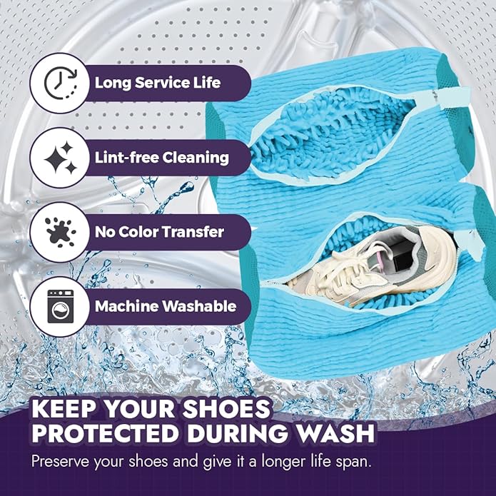 Wash Express Shoe Cleaning Kit: Shoe Washing Bag (2pcs), Mesh Laundry Bag for Shoe Dryer and Adjustable Shoe Trees (5 pc kit)