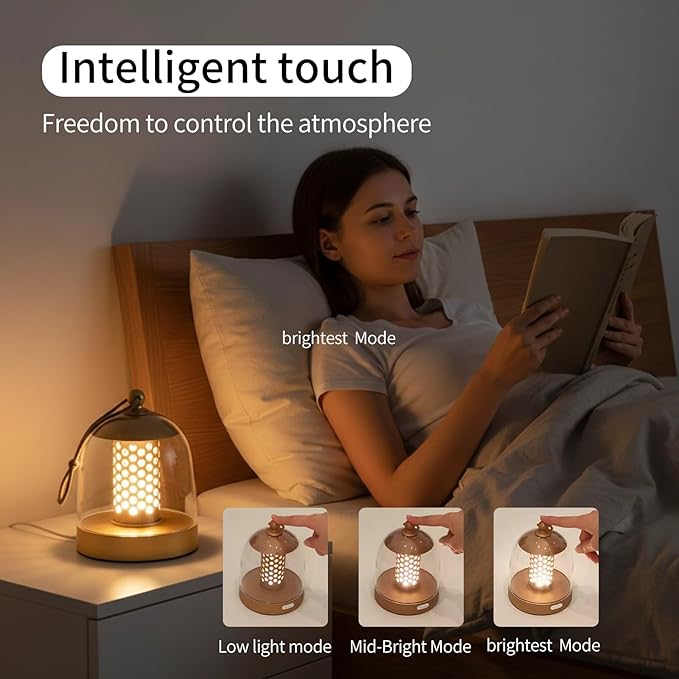 MKLK Camping Lantern, IPX4 Waterproof Touch Control LED Night Light, USB Rechargeable & Long Lasting Battery, Portable Hanging Tent Lamp for Outdoor Camping Hiking Backpacking,Yellow Gold