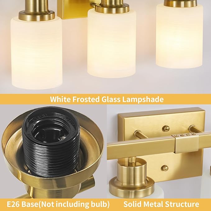 DIKAIDA Gold Bathroom Light Fixtures, 5-Light Modern Brushed Gold Vanity Lighting Fixtures for Bathroom Over Mirror, 30" Gold Sconces Wall Lighting for Bedroom Hallway Living Room