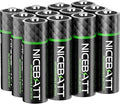 NICEBATT Rechargeable aa Batteries 2800mAh, Premium NiMH Double A Battery Low Self Discharge -12 Count