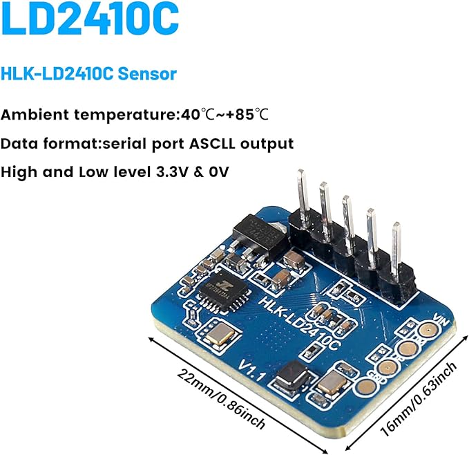 XIITIA 2pcs LD2410C Human Presence Radar Sensor Module HLK-LD2410 Sensor Module LD2410 Millimeter Wave Radar Sensor Module Non Contact 24GHz ISM Band Serial Port IO Level Output