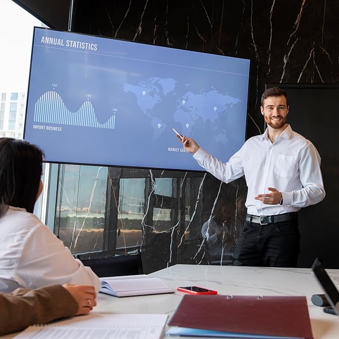 TouchWo 55" Interactive Touchscreen Monitor, Smart Board FHD 1080P Display with Wall Mount, Android 14 Smart Touch Screen Presentation Electronic Whiteboard for Office & Classroom, RAM 4G & ROM 32G