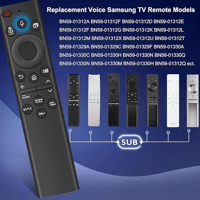 Voice Replacement Remote Control for All Samsung TV Curved Frame UHD QLED LED 4K 8K Smart TVs, with Voice Function