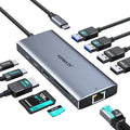 USB C Hub Adapter for MacBook Pro Air,10 in 1 USB C to USB HDMI Ethernet Hub Mac Dongle Accessories Converter for laptops (4K@60Hz HDMI+Ethernet+4USB+1USB-C Data Port+SD/TF Card Reader+100W PD)