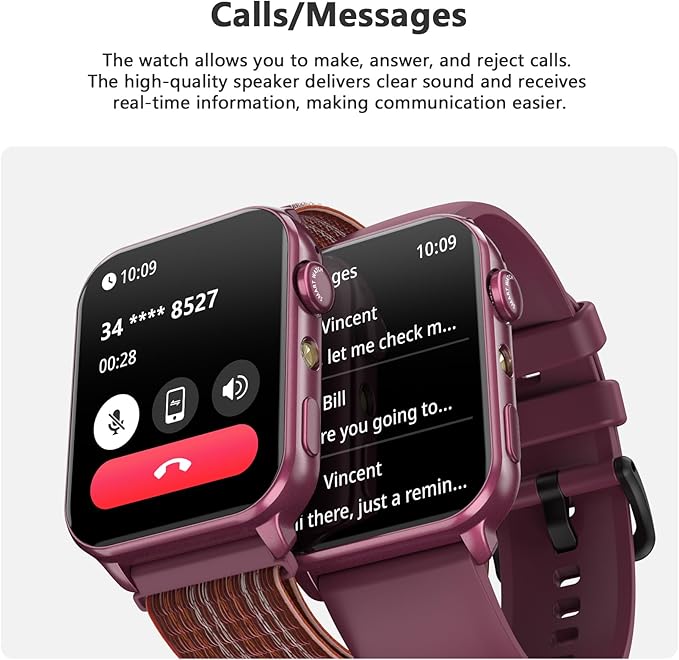 Blackview Smart Watch for Women,1.91" HD Touchscreen Fitness Watch with Flashlight, Bluetooth Notifications/Make Calls, Heart Rate/Sleep Monitor/2 Straps, Fitness Watch for Android/iPhone