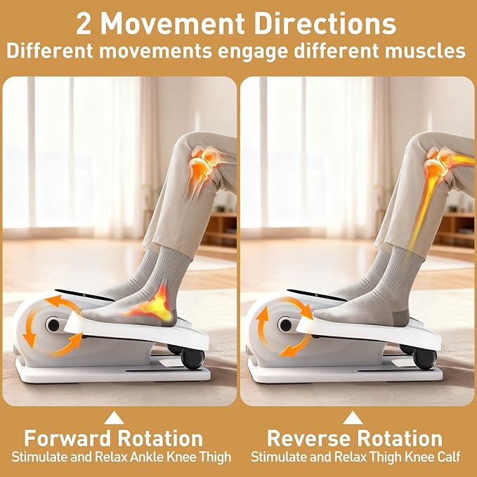 DamKee Under Desk Elliptical Exercise Machine, Electric Ellipse Leg Exerciser as Seen on TV, 15 Speeds Foot Exerciser While Sitting for Seniors, Portable Seated Pedal Exerciser for Home Office