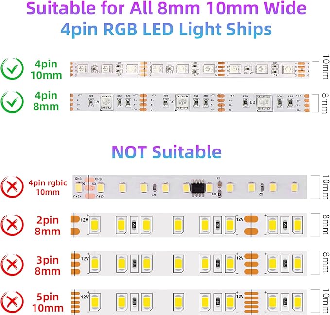 Taoellen Smart Bluetooth LED Controller,RGB Music LED Strip Lights Controller,4-PIN IR Remote Control 40-Keys for 5-24V SMD 5050 3528 RGB LED Strips