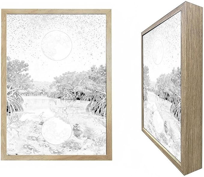 URVIP LED Glowing Photo Frame, 3D Starry-Sky Moon Animal Wall Art, 9x12 Inches Dimmable Light Up Light Painting for Bedroom, Unique Aesthetic Decor, Great Birthday Gift for Women Men