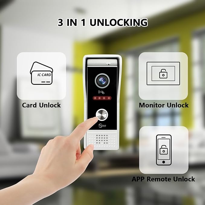 Wired Video Doorbell Apartment Intercom System,10 Inch Full Touch Monitor,1080P Doorbell Camera,TUYA WiFi Smart Home Video Intercom Door Phone Kits IC Unlock for Villa Home,32G