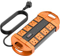 CCCEI Outdoor Power Strip Weatherproof with 8 Plug, Waterproof Extension Cord with Multiple Outlets, Christmas Exterior Garden Yard Surge Protector 25FT, Orange.