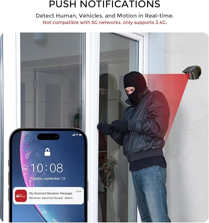 eMACROS Pro 3 Driveway Alarm with Phone App,1/2 Mile Long Range Solar Wireless Driveway Alarm,Outdoor Driveway Alarms Wireless Outside Weatherproof Motion Sensor & Detector（Only Sensor）