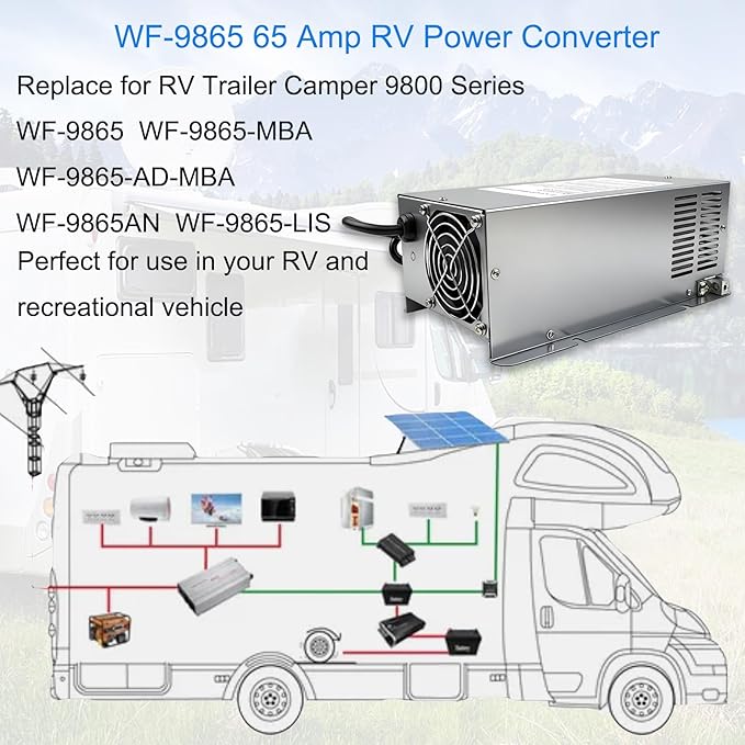 𝐔𝐩𝐠𝐫𝐚𝐝𝐞 WF-9865 65 Amp Power Converter, Rv Power Converter, WF-9865-AD, Replace for RV Trailer Camper 9800 Series, WF-9865-AD, 65 Amp Power Converter for Rv, 5 Years Warranty