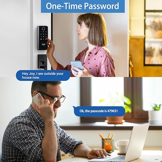 UMIK UMIKSMART Fingerprint Smart Door Lock with Heavy Duty Handleset, Keyless Entry Door Lock, Electronic Keypad Deadbolt Locks, App Control for Front Door, Home (Matte Black)