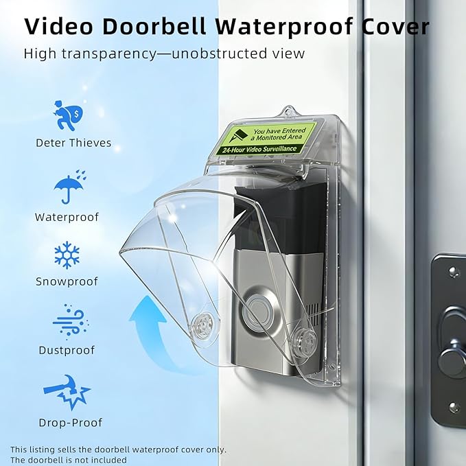 Dgyezhao Clear Outdoor Plastic Flip Doorbell Rain Cover,Camera Cover protector,weather shield Compatible doorbell accessories