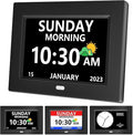 MRCHYDZ 7 Inch Clock with Day and Date for Elderly Large Display Digital Clocks 12 Alarms 3 Display Modes Large Font Alzheimer's Clock Alarm Clocks for Seniors Auto DST Black